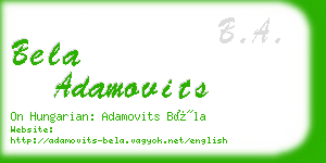 bela adamovits business card